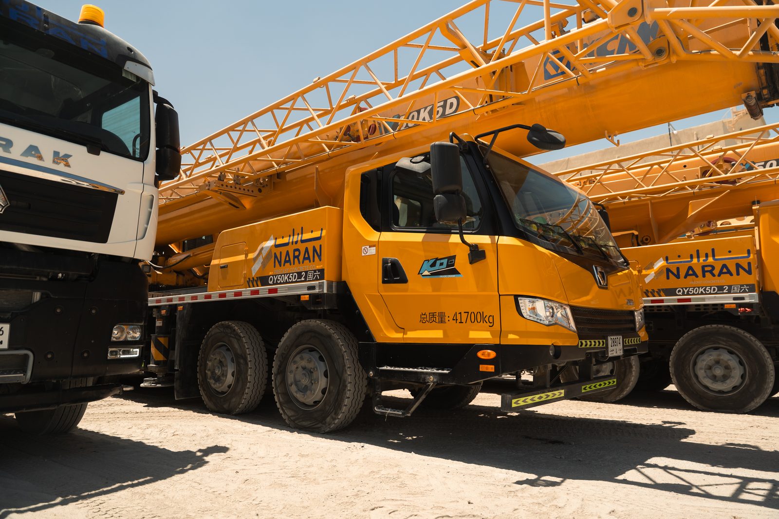 Naran branded crane and precast concrete delivery fleet