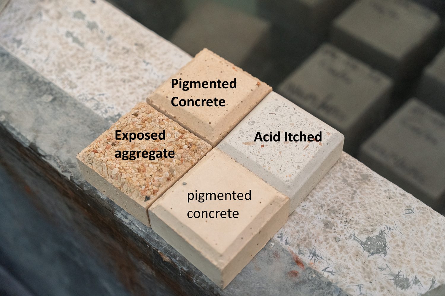 Precast concrete finish samples