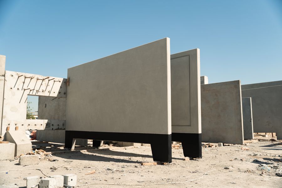 Precast panels in the yard