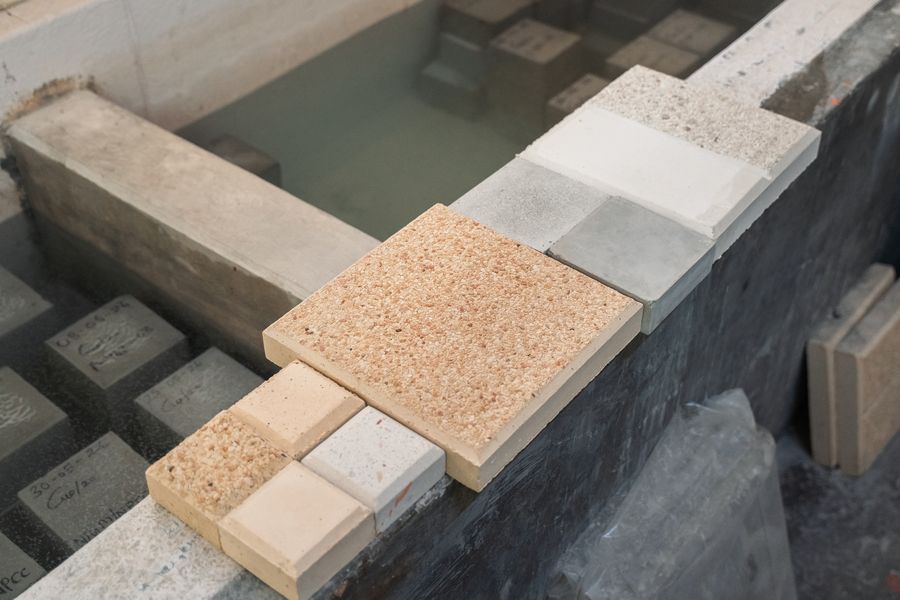 Exposed aggregate finish samples