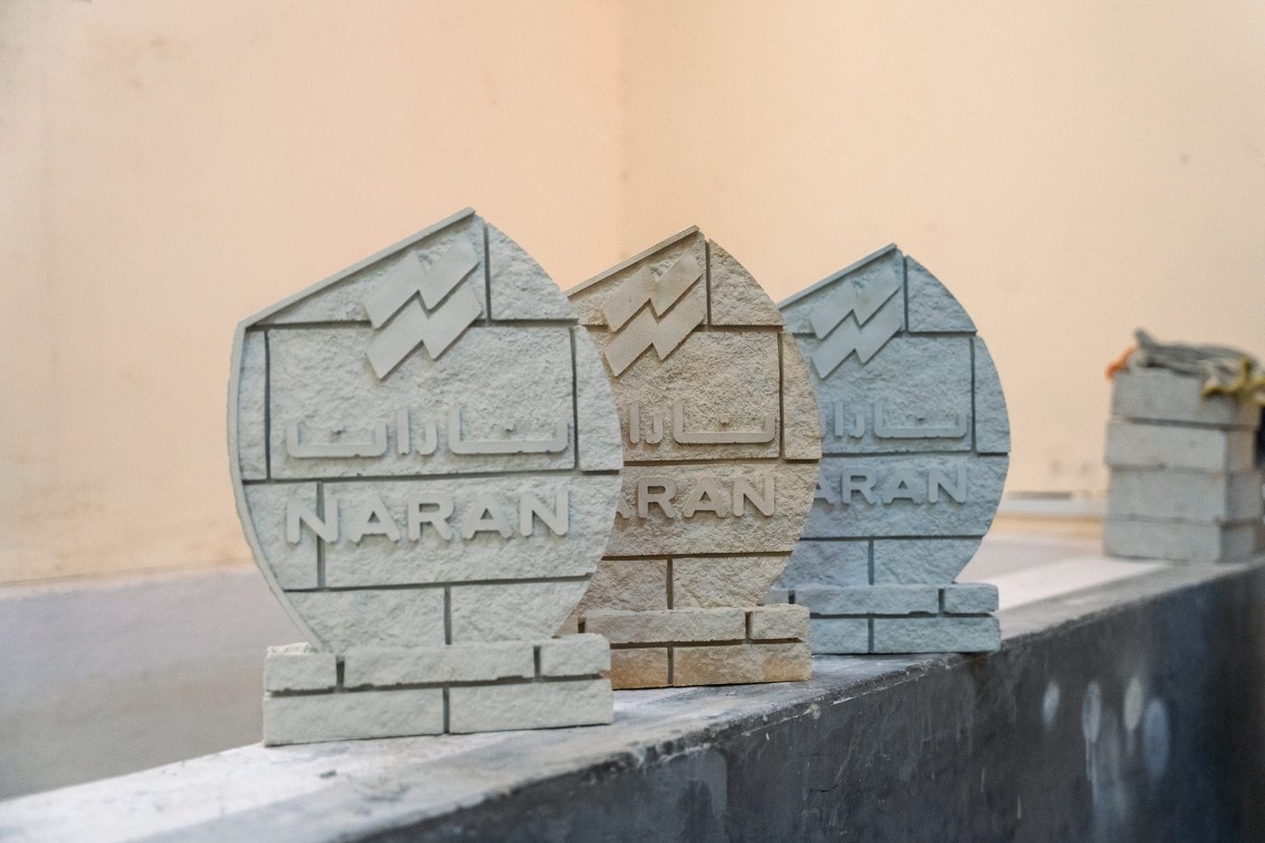 Naran logo cast into precast concrete trophies