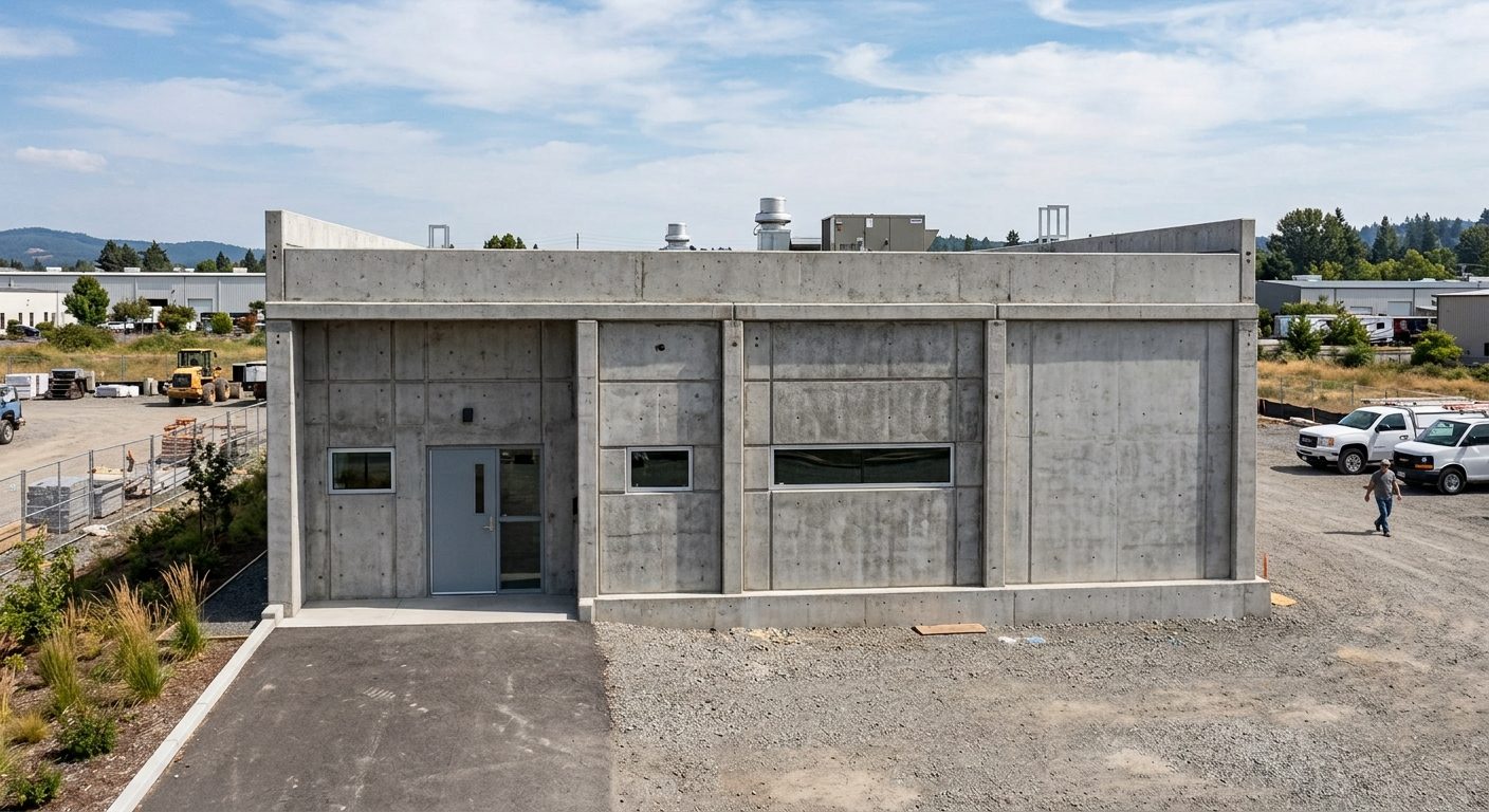 Precast concrete building construction
