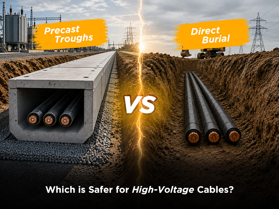 Precast Troughs vs. Direct Burial: Which is Safer for High-Voltage Cables?